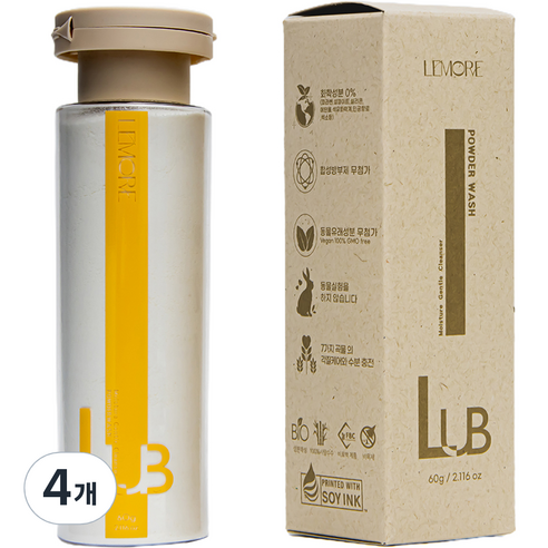 르모어 러빙 파우더 워시 다이아몬드 젠틀모이스쳐 엔자임 효소 클렌저, 60g, 4개