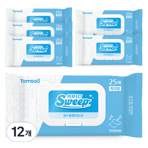 탐사 물걸레 청소포 특대형 캡형, 50g, 25매, 12개