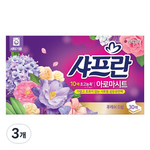 샤프란 아로마시트 시트형 섬유유연제 후레쉬 드림, 3개, 30매