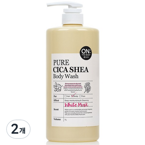 온더바디 퓨어시카 정말 순한 온가족 바디워시 화이트머스크향, 1000ml, 2개