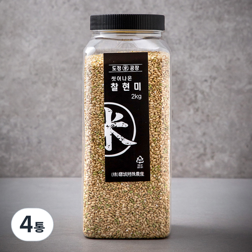 도정공장 씻어나온 찰현미, 2kg, 4통