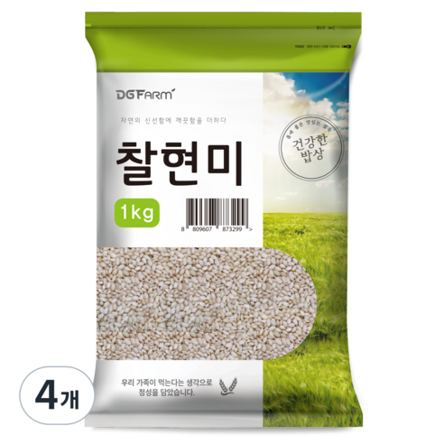 건강한밥상 국산 찰현미, 1kg, 4개