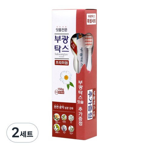 부광약품 프리미엄 치약 150g + 칫솔 랜덤발송, 2세트