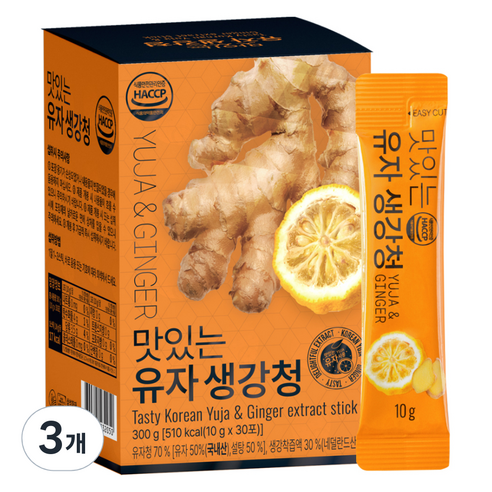 유기농마루 맛있는 유자 생강청 30p, 300g, 3개