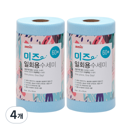 크린손 미즈 일회용 수세미 롤타입 60p, 60개입, 4개