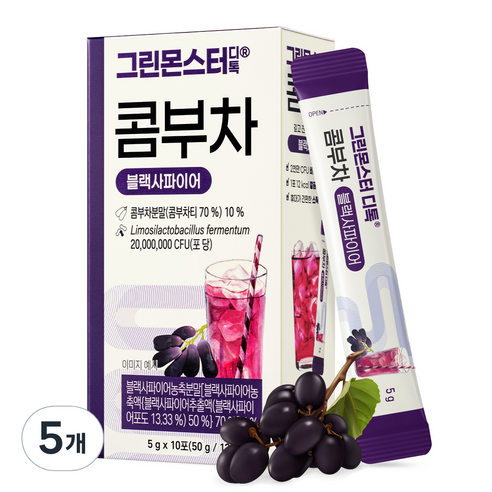 그린몬스터 디톡 콤부차 블랙사파이어, 10개입, 5개