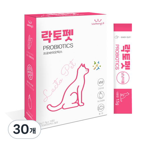 락토펫 고양이 영양제 스틱형, 장건강/유산균, 1.5g, 30개