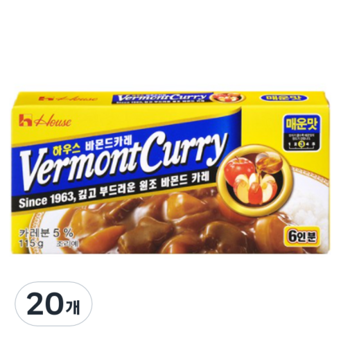 농심 하우스 바몬드카레 매운맛, 115g, 20개