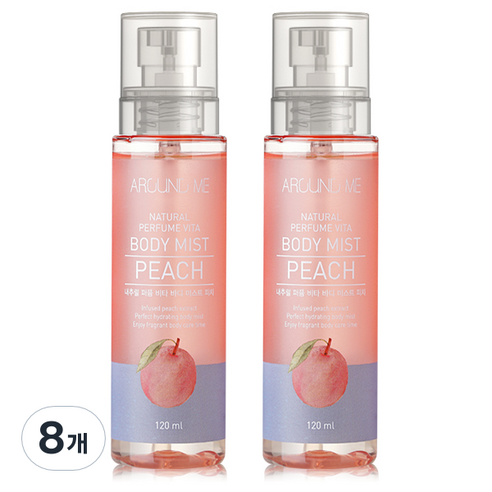 어라운드미 내추럴 비타 퍼퓸 바디미스트 피치, 120ml, 8개