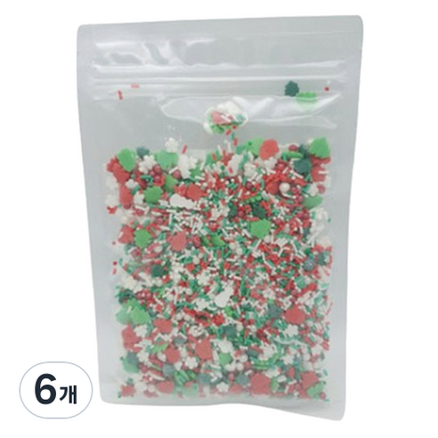 이홈베이킹 크리스마스 파티 스프링클, 100g, 6개