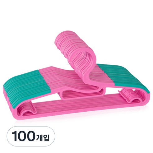 데코 라운드 논슬립 어린이 옷걸이, 핑크, 100개입