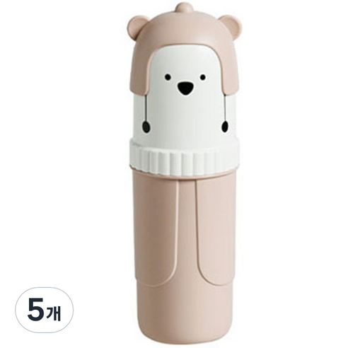 디에스 휴대용 곰돌이 칫솔 치약통 핑크, 5개