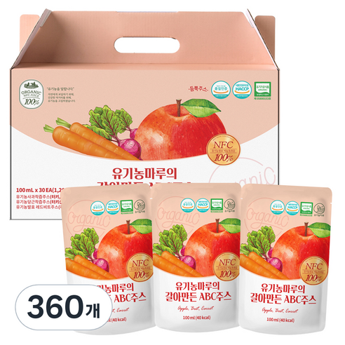 유기농마루 갈아만든 ABC 주스, 100ml, 360개