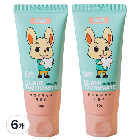 이엘 키즈 크레르 치약, 60g, 6개