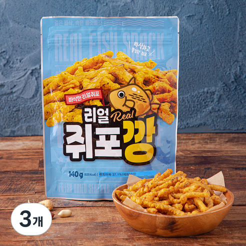 리얼 쥐포깡, 140g, 3개