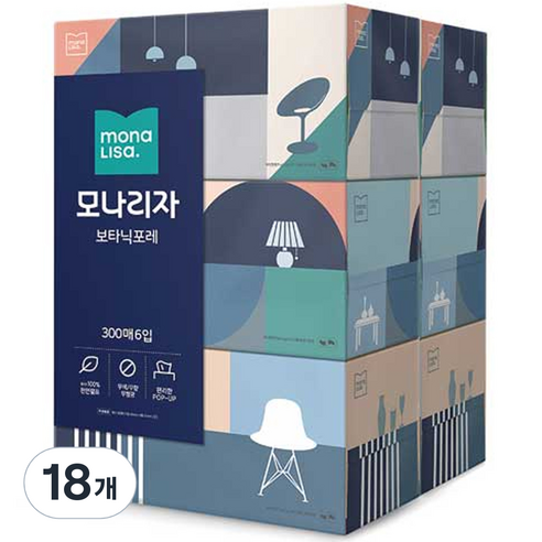 모나리자 보타닉포레 미용티슈, 300매, 18개