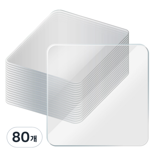 코멧 강력한 접착과 깔끔하게 제거하는 정사각 실리콘 투명 양면 테이프 6x6cm, 80개