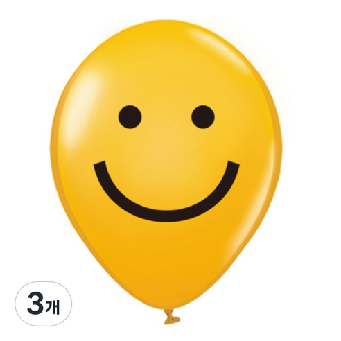 미미파티 해피 스마일 웃는 풍선 30cm 50p, 옐로우, 3개