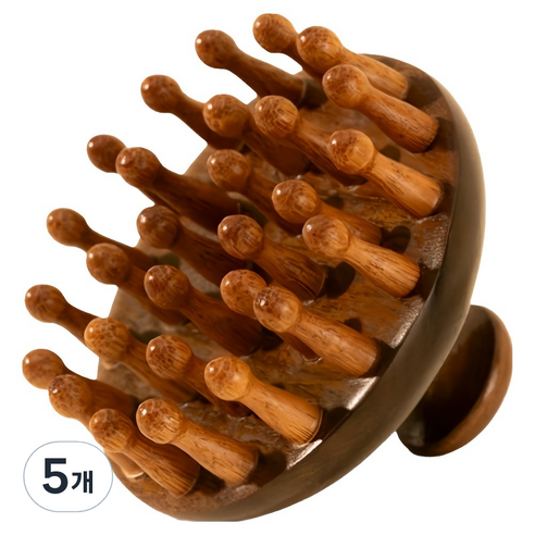 하와잇 원목 괄사 두피 마사지기, 5개