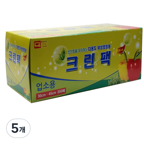 해피크린 업소용 크린팩 대 30 x 45 cm x 250매, 250개, 5개