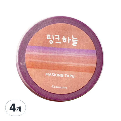 람찌네소품샵 마스킹테이프 25mm x 10m, 핑크하늘, 4개