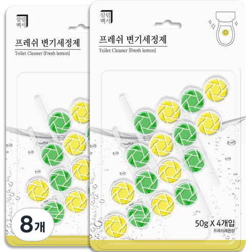 살림백서 프레쉬 변기 세정제 레몬향 4p, 200g, 8개