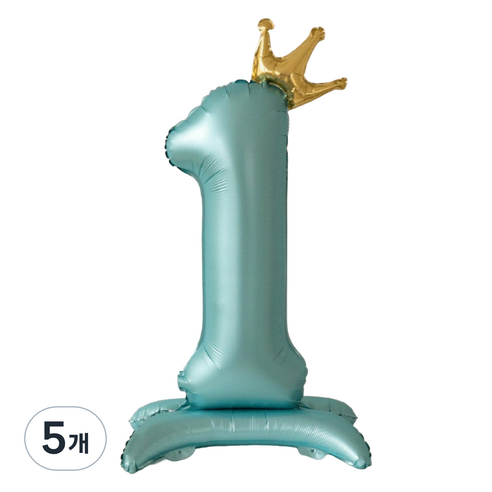 세컨드베스트 크라운 스탠딩 숫자 파티풍선 100cm, 블루 숫자 1, 5개