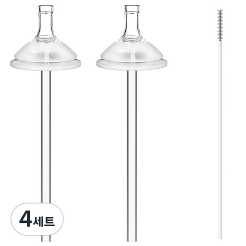 순수아 유아용 프리미엄 교체용 빨대 리필 세트 빨대형, 4세트