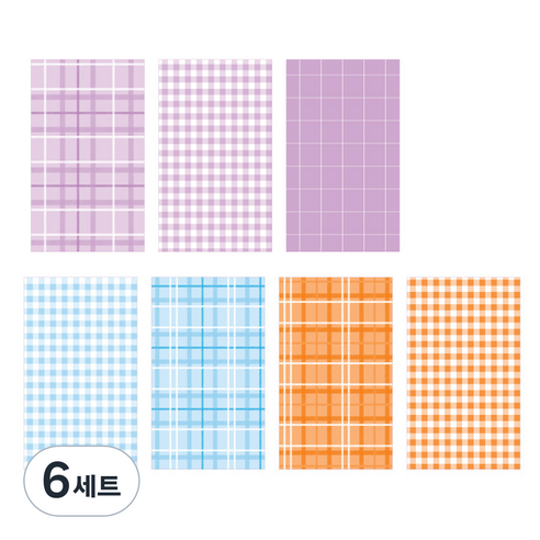 아이씨엘디자인 다꾸 배경 메모지 플레인 체크 7종 x 10p 세트, B, 6세트