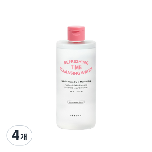 리듀어 리프레싱 타임 클렌징 워터, 400ml, 4개