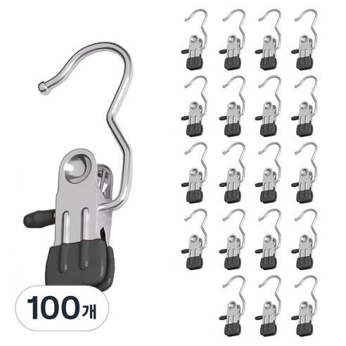 라벤토리 논슬립 외집게 바지걸이, 블랙, 100개