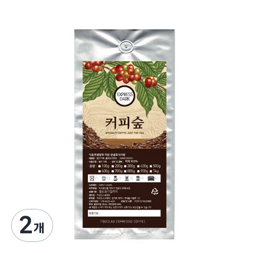 커피숲 EXPRESS DARK 분쇄 커피, 더치커피, 200g, 2개