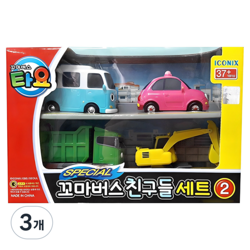타요 스페셜 꼬마 버스 친구들 2 완구세트, 혼합색상, 3개
