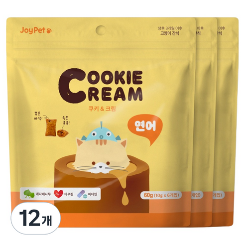 조이펫 고양이 쿠키 앤 크림 간식, 연어, 60g, 12개