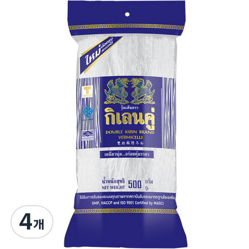 더블 기린 빈 버미셀리 녹두 당면, 4개, 500g
