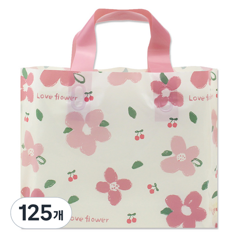 아이엔피 LDPE 손잡이 비닐백 중 35 x 25 cm, 09 핑크플라워, 125개