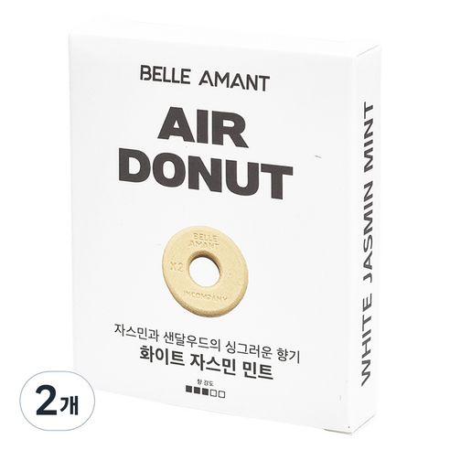 벨르아망 에어도넛 차량용 방향제 리필, 2개, 화이트 자스민 민트