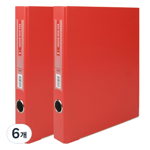 현풍 D링 바인더 파일 명찰형 3cm 3공 A4, 적색, 6개