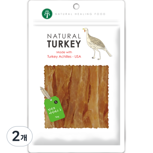 네츄럴코어 강아지 아킬레스S 힘줄 육포, 칠면조, 70g, 2개