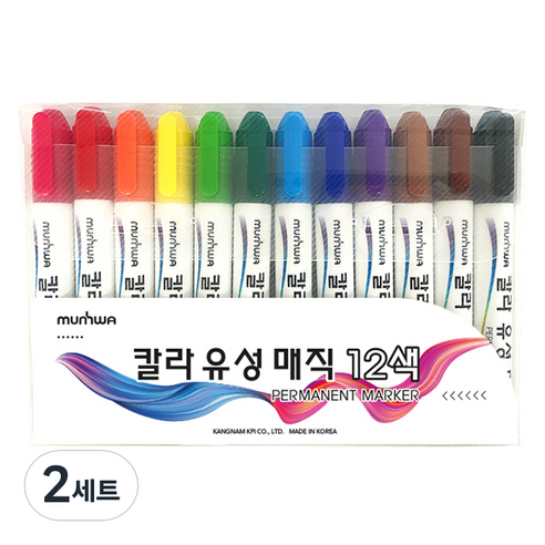 문화연필 칼라 유성 매직 12종 세트, 혼합색상, 2세트