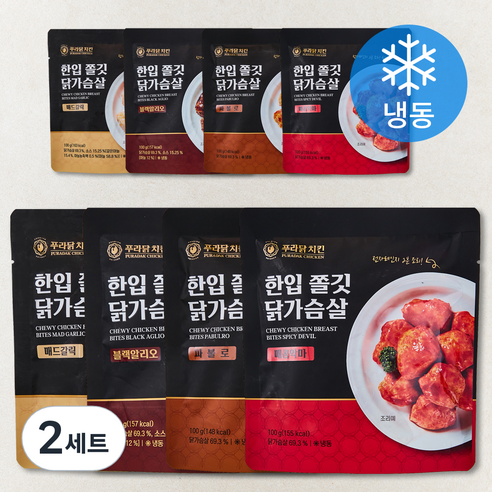 푸라닭치킨 한입쫄깃 닭가슴살 4종 x 2개입 세트 800g (냉동), 100g, 1개입, 16개