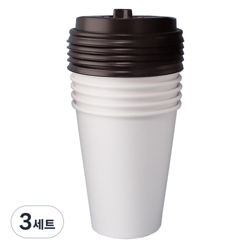 블룸엣홈 카페 무지 종이컵 240ml x 25p + 뚜껑 블랙 25p 세트, 3세트