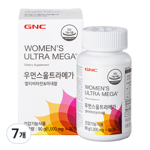 GNC 우먼스 울트라 메가 멀티 비타민앤 미네랄 90정, 7개