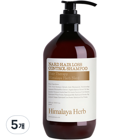 부케가르니 나드 두피케어 탈모증상완화 샴푸 아로마허브, 1000ml, 5개