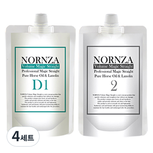 노른자 볼륨 매직 스트레이트 파마약 D200 손상모발용, 200g, 4개