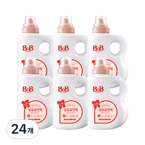 비앤비 섬유유연제 자스민 로즈 본품, 1.5L, 24개