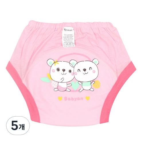베이비앙 3중 방수 배변훈련팬티, 러블리베어, 5개