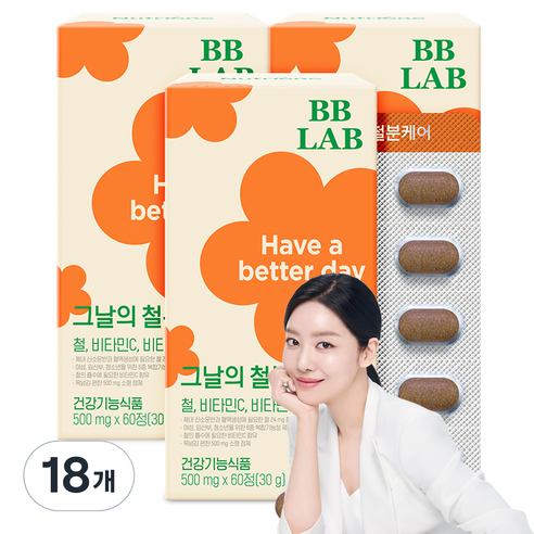 비비랩 그날의 철분 케어 비타민C 비타민B, 60정, 18개