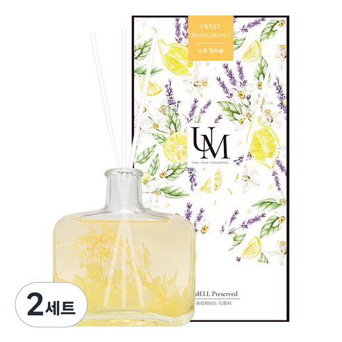 유멜 프리저브드 디퓨저 + 화이트 섬유스틱 3p, 스윗한라봉, 200ml, 2세트