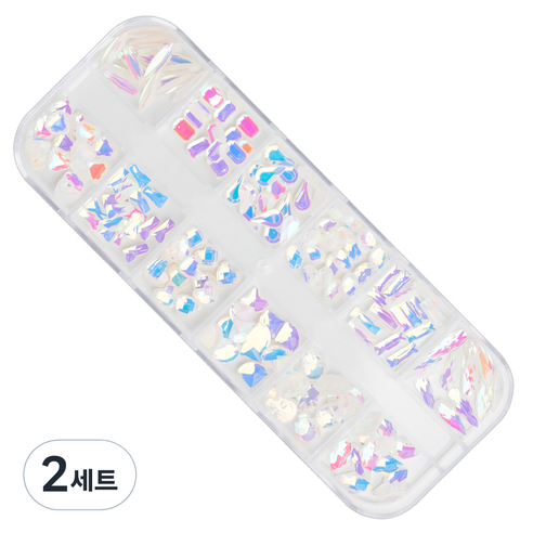 로나우디 고급대용량 스톤 파츠 얼음 네일 오로라 A L02001, 2세트, 혼합색상